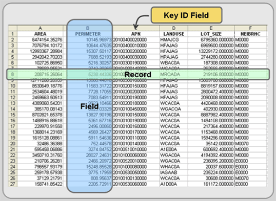 Figure 4.1:  Key parts of a data file.