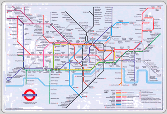Figure 6.1: London's Underground Map. Courtesy of London Regional Transport, 1991.