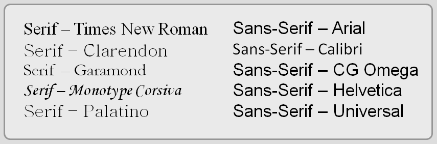 Figure 6.17: Serif and SanSerif fonts.